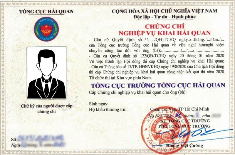 Chứng chỉ khai báo hải quan