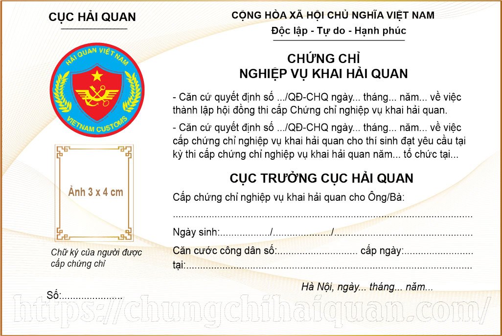 Chứng chỉ khai báo hải quan